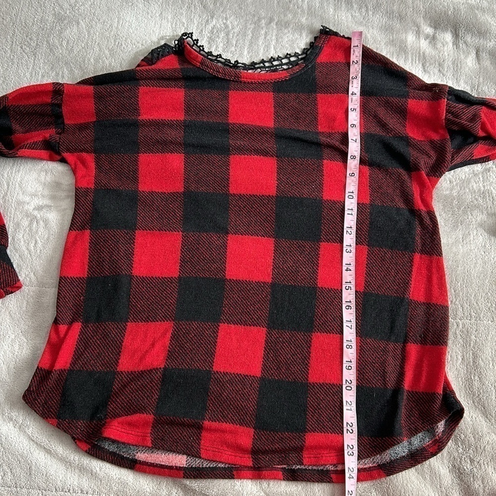 7th Ray Lace Back Plaid Top View 5